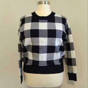 Sweet Lovely by Jen Black & White Buffalo Plaid Crewneck Sweater